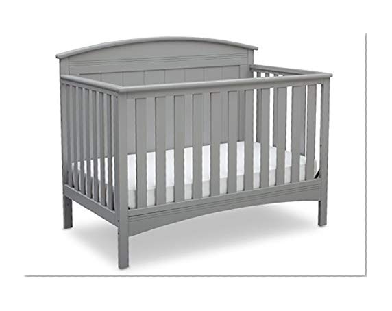 Book Cover Delta Children Archer Solid Panel 4-in-1 Convertible Baby Crib, Grey