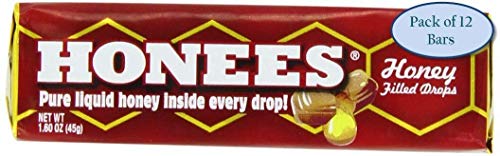 Honees Honey Filled Drops, Honey Cough Drops with Real Honey-Natural Sore Throat Relief-Nothing Artificial-Throat Coat Lozenges, Natural Cough Suppressant, Non-GMO (12 Pack – 108 Drops)