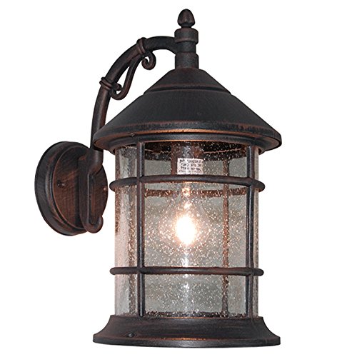 eTopLighting Bella Luce Collection Exterior Outdoor Wall Lantern, Oil Rubbed Rust Body Finish Clear Seeded Glass APL1016