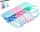Yueton Pack of 12 Clothes Peg Clip Pins Rope Hanging Clothesline Windproof Hanger (Multicolor)