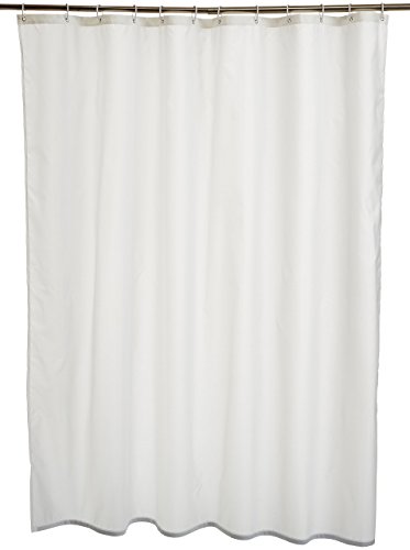 Book Cover Amazon Basics Fabric Shower Curtain with Grommets and Hooks - 72 x 72 Inch, White