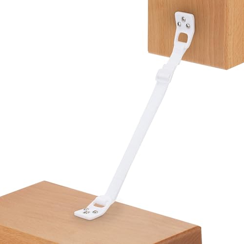 Bebe Earth Furniture Straps - Anti Tip Strap for Baby Proofing & Child Safety - 8 Pack of Adjustable TV & Wall Straps - Fixings to Anchor Shelves & Cabinets - White
