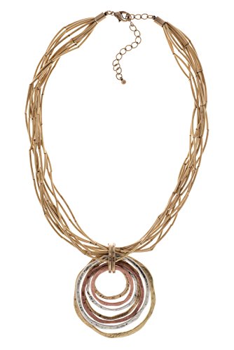 Sunlight Goddess Pendant Necklace in Burnished Copper and Brass Silver