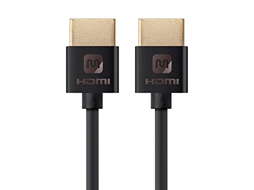 Monoprice High Speed HDMI Cable - 1.83M (6ft) - Black, 4K@24Hz, 10.2Gbps, 36AWG, YUV, 4:2:0 - Ultra Slim Series
