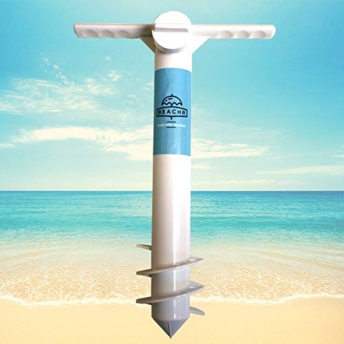 Book Cover Beachr Beach Umbrella Sand Anchor - Heavy Duty Umbrella Base with Ground Anchor Screw - Beach Umbrella Stand - Beach Tent, Parasol, Sun Shelter, Sun Protection, Shade, Strong Winds - One Size Fits All