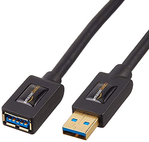 Amazon Basics USB 3.0 Extension Cable - A-Male to A-Female Extender Cord - 3 .3 Feet (2 Pack), Black