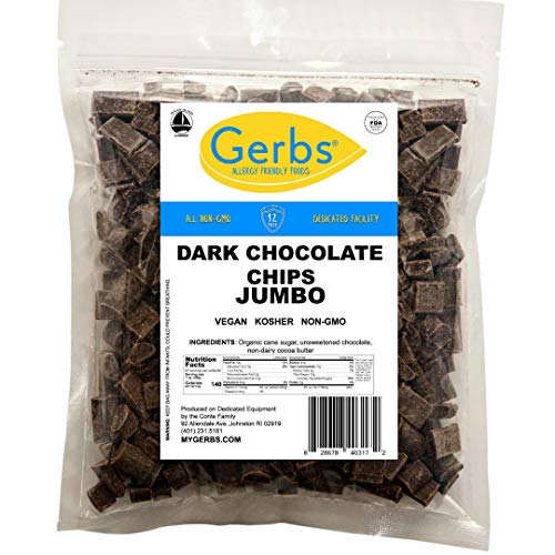 Gerbs Jumbo Chunk Dark Chocolate Chips, 64 ounce re-closeable bag (semi-sweet), Top 14 Food Allergen Free & NON GMO, Product of Canada