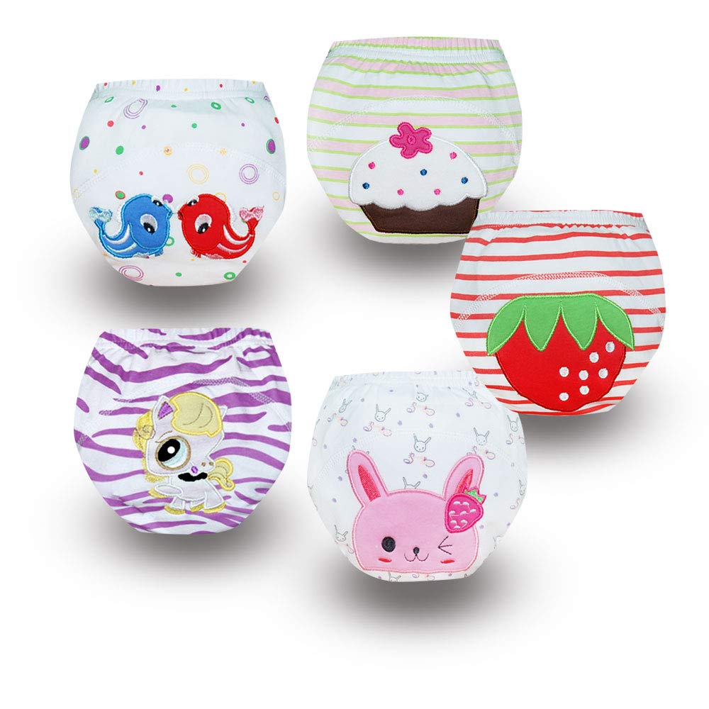 Baby Training Pants Girls' Washable 5 Pack Kids Potty Nappy Underwear Animals 2-3T