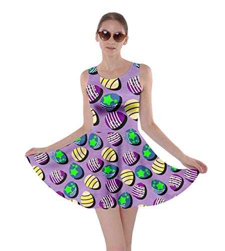 CowCow Womens Easter Festival Colorful Eggs Rabbits Chicks Skater Dress, XS-5XL