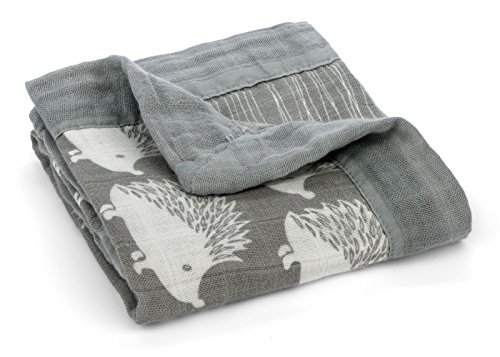 Milkbarn Mini Lovey Baby Blanket - Grey Hedgehog 18" X 18"