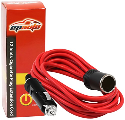 Book Cover EPAUTO 12V 12' Foot Heavy Duty Extension Cord with Cigarette Lighter Plug Socket