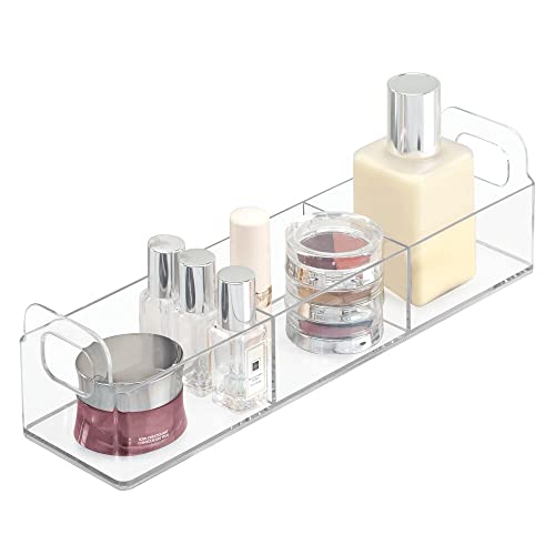 mDesign Vanity Cosmetics Make Up Health and Beauty Supplies Organizer Storage Tote - Large, Clear