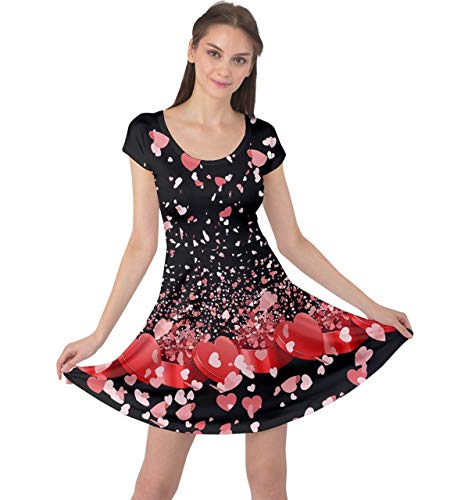 CowCow Women's Fashion Happy Valentines Day Love Cupid Pattern Short Sleeve Dress, XS-5XL