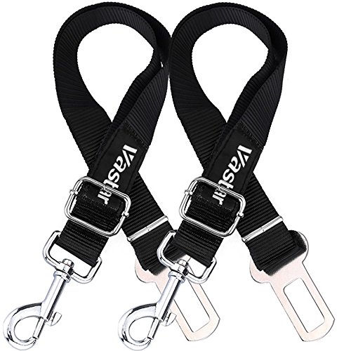 Book Cover Vastar 2 Packs Adjustable Pet Dog Cat Car Seat Belt Safety Leads Vehicle Seatbelt Harness, Made from Nylon Fabric