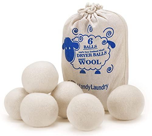 Book Cover Wool Dryer Balls - Natural Fabric Softener, Reusable, Reduces Clothing Wrinkles and Saves Drying Time. The Large Dryer Ball is a Better Alternative to Plastic Balls and Liquid Softener. (Pack of 6)
