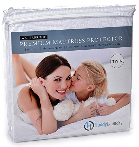 Twin Mattress Protector - Waterproof, Breathable, Blocks Allergens, Smooth Soft Cotton Terry Cover. The Premium Mattress Protector Will Surely Increase The Life of Your Mattress. (Twin)
