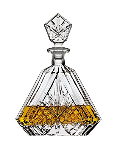 Crystal Whiskey Triangular Decanter Lead-Free - Perfect for Liquor, Scotch, Bourbon, Wine - Irish Cut, Packaged in an Elegant Gift Box