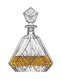 James Scott Triangular Crystal, Liquor, Whiskey,Wine, Decanter- Irish Cut 610ML. 10.25 in. Tall; Full Ground Crystal Stopper.
