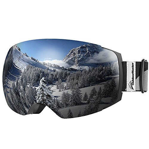 Book Cover OutdoorMaster Ski Goggles PRO - Frameless, Interchangeable Lens 100% UV400 Protection Snow Goggles for Men & Women (VLT 10% Grey Lens Free Protective Case)