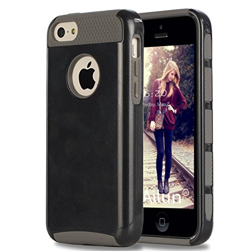 Ailun Phone Case Compatible with iPhone 5C Soft TPU Bumper Hard Shell Solid PC Back Shock Absorption Anti Scratch Hybrid Dual Layer Slim Cover Siania Retail Package Black