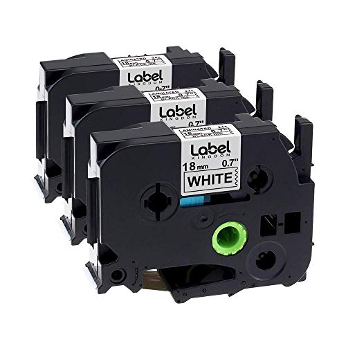 Label KINGDOM Compatible Label Tape Replacement for Brother P-Touch Label Maker TZ TZe Laminated Tape TZe241 TZ241 Black on White 18mm 3/4 Inch, Compatible with PTD400 PTD600 PTD400AD PTP710BT, 3-Pack