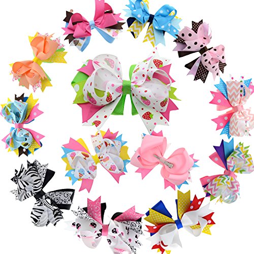 5 inch Stacked Hair Bows for Teen Adult Girls Boutique Hair Bow Clip for Pigtail