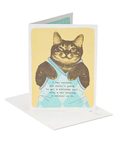 American Greetings Funny Birthday Card (Cat Wearing Argyle Sweater)
