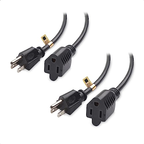 Cable Matters 2-Pack 16 AWG Heavy Duty Power Extension Cord 6 ft, UL Listed (Power Cord Extension / 3 Prong Extension Cords, NEMA 5-15P to NEMA 5-15R)