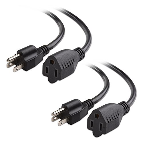 Cable Matters 2-Pack 16 AWG Heavy Duty AC Power Extension Cord (Power Extension Cable) in 10 Feet (NEMA 5-15P to NEMA 5-15R)