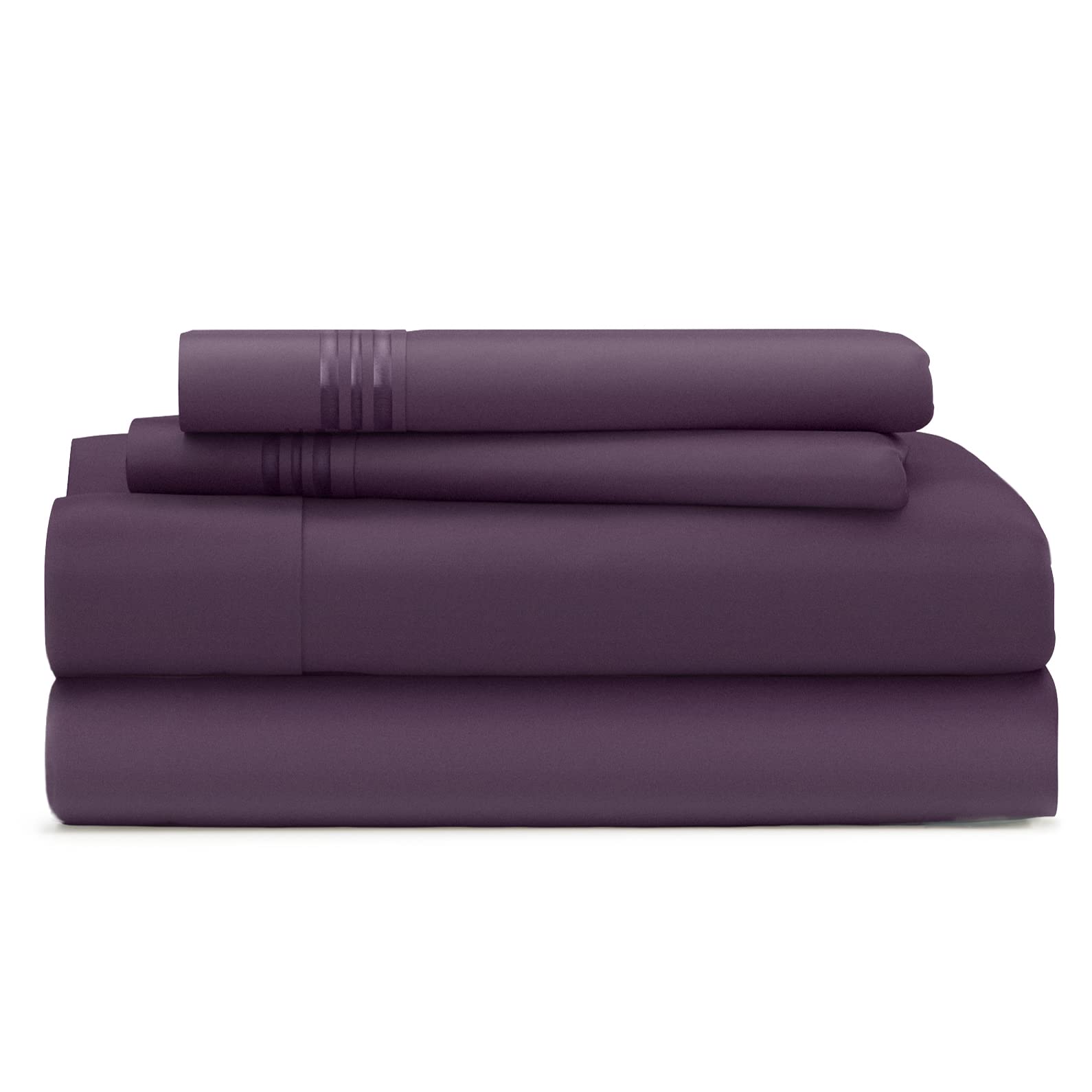 Book Cover King Size Sheet Set - Purple King Bed Sheets - Deep Pocket - Super Soft Hotel Luxury Bedding - Hypoallergenic, Cool & Wrinkle Resistant - Bedsheets - 4 Piece Sheet-Set (King, Purple)
