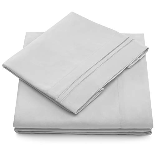 Book Cover Full Size Bed Sheets - 4 Piece - Full Sheet Set - Deep Pocket - Silky Soft Hotel Luxury Bedding - Wrinkle, Fade & Stain Resistant (Full, Silver)