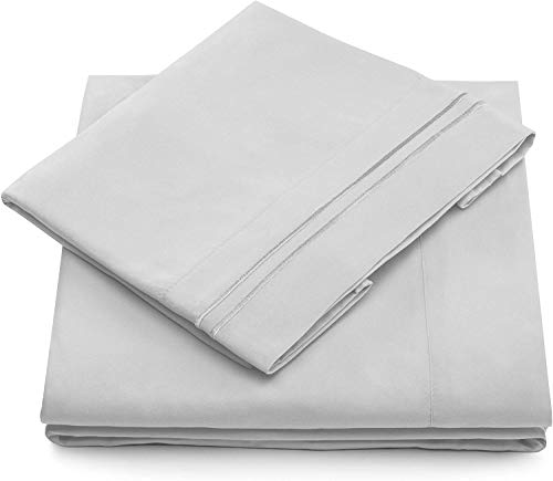 Book Cover Cosy House Collection 1500 Series Bed Sheet Set - Super Soft Hotel Luxury Bedding - Wrinkle, Stain & Fade Resistant - Hypoallergenic - 4 Piece (Queen, Silver)