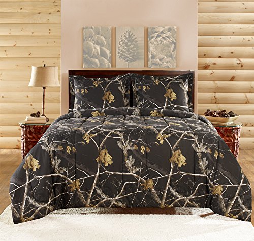 Realtree Comforter Set, Queen, Bright Black