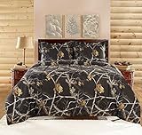 Realtree Comforter Set, Queen, Bright Black