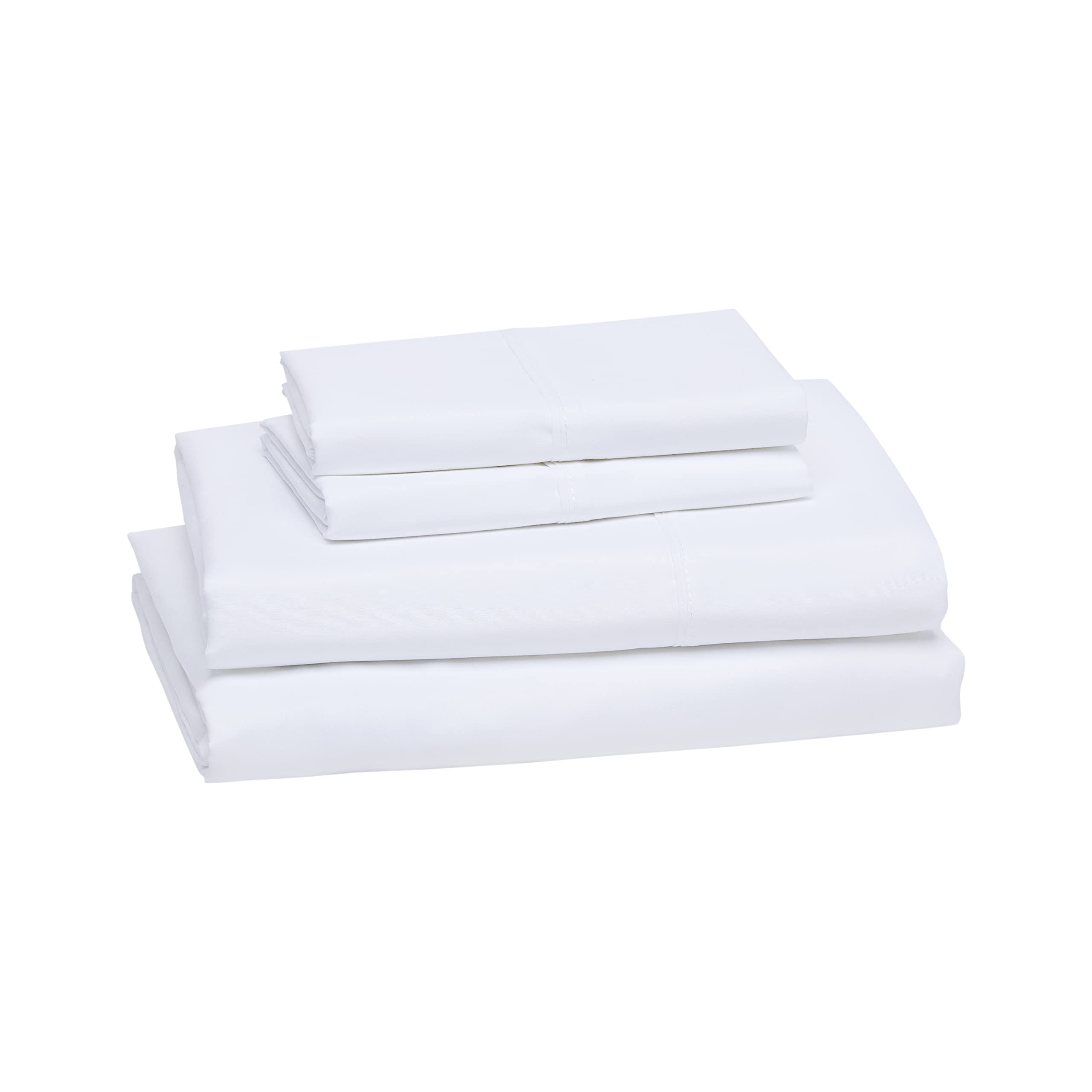 Book Cover Amazon Basics Lightweight Super Soft Easy Care Microfiber 4 Piece Bed Sheet Set With 14-Inch Deep Pockets, Queen, Bright White, Solid Queen Sheet Set Bright White