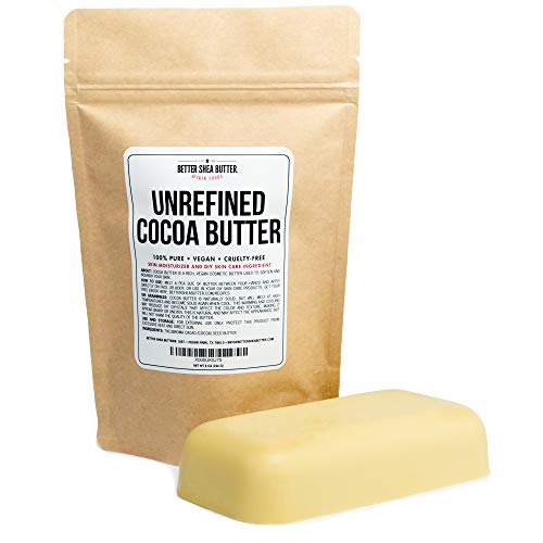 Book Cover Unrefined Cocoa Butter - Raw, Natural Scent - Use In DIY Lotion, Lotion Bars And Sticks, Lip Balm, Body Butter And A Lot More Skin Care Creations - 8 oz