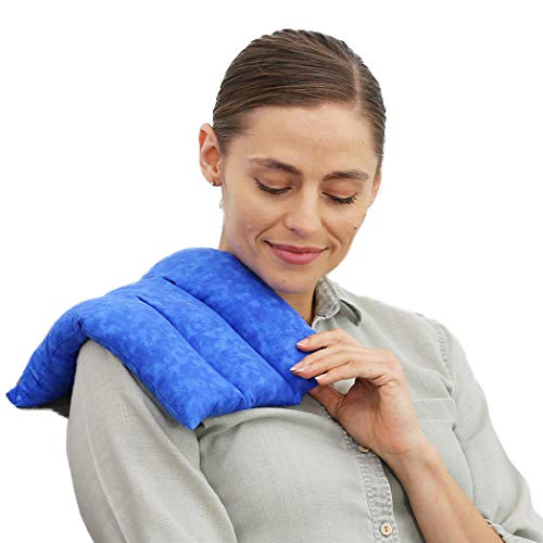 Nature Creation Lumbar Herbal Heating Pad/Cold Pack - Microwavable & Reusable Hot and Cold Therapy for Back Pain, Stomach Cramps (Blue Marble)