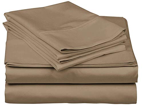 Book Cover Rajlinen 400 Thread Count Luxurious 100% Egyptian Cotton Set of 4 Sheet Set (60X75) (1 Fitted Sheet,1 Flat Sheet, 2 Pillows Covers) for Camper/RV Solid Taupe