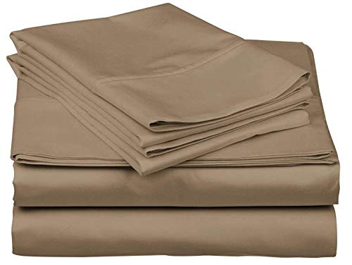 Rajlinen 400 Thread Count Luxurious 100% Egyptian Cotton Set of 4 Sheet Set (60X75) (1 Fitted Sheet,1 Flat Sheet, 2 Pillows Covers) for Camper/RV Solid Taupe