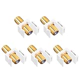 VCE Coax Keystone Jack Insert 3GHz Coaxial Cable Connector, F-Type RG6 Cable Extender Female to Female for Wall Plate and Patch Panel, Gold-Plated, 5-Pack