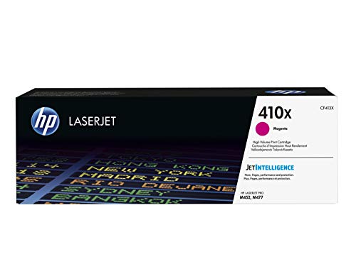 Book Cover HP 410X | CF413X | Toner Cartridge | Magenta | Works with HP Color LaserJet Pro M452 Series, M377dw, MFP 477 Series | High Yield
