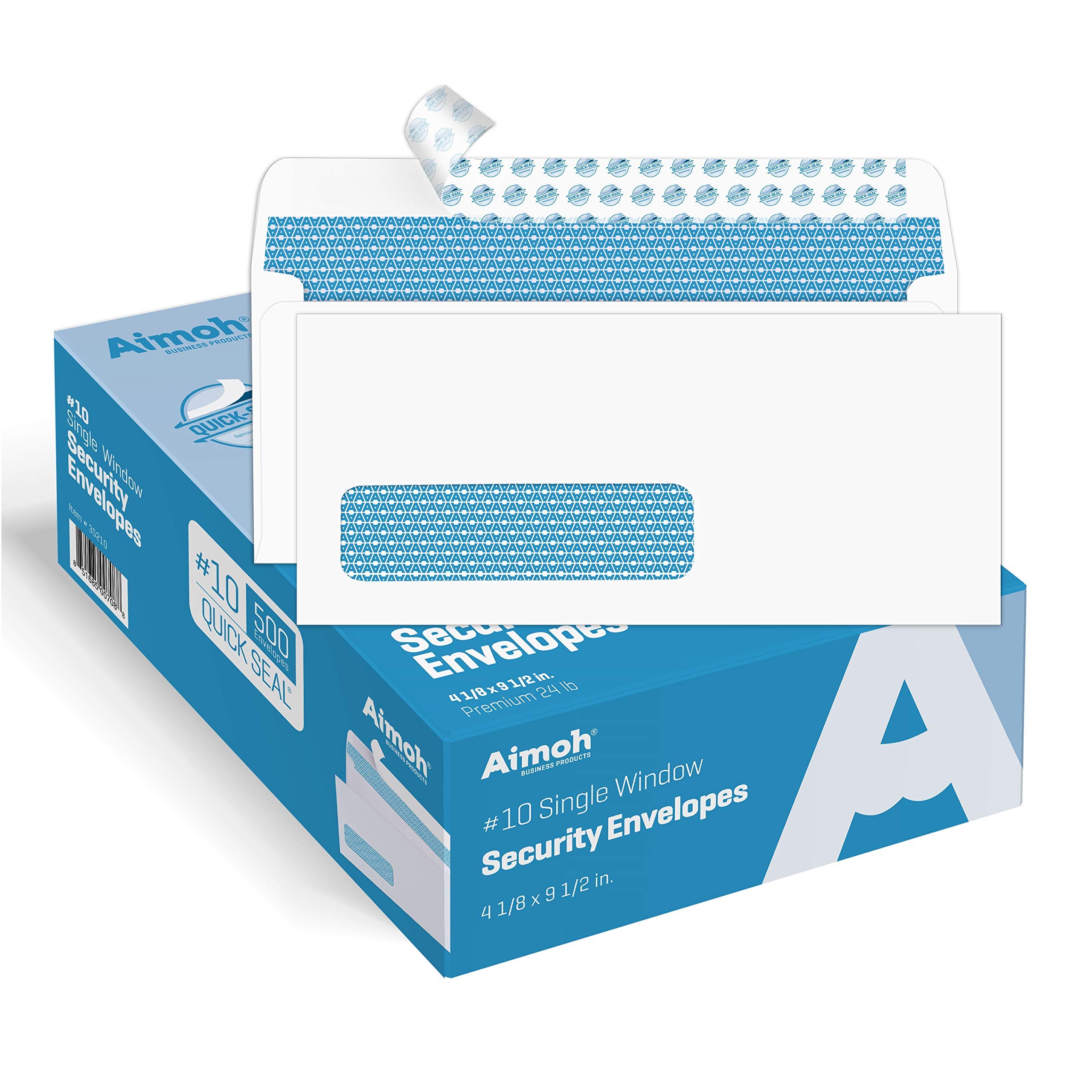 500#10 Single Left Window SELF Seal Security Envelopes - Super Strong Quick-Seal Self Sealing Closure, Security Tinted, Size 4-1/8 x 9-1/2 Inches, 24 LB - 500 Count (35210) 500 Count White