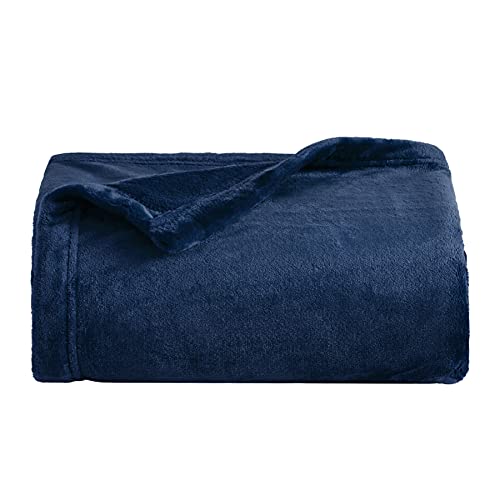 Book Cover Bedsure Fleece Blanket Twin Blanket Navy Blue - 300GSM Soft Lightweight Plush Cozy Twin Blankets for Bed, Sofa, Couch, Travel, Camping, 60x80 inches