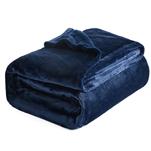 Book Cover Bedsure Navy Fleece Blanket Queen Blanket - Bed Blanket Blue Soft Lightweight Plush Fuzzy Cozy Luxury Microfiber, 90x90 inches