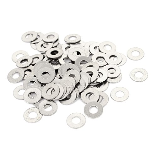 uxcell M4x10mmx0.5mm Stainless Steel Round Flat Washer for Bolt Screw 100Pcs