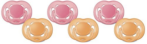 Book Cover Philips AVENT Freeflow Pacifier BPA, Free Pink / Orange, 6-18 Months, 6 Count