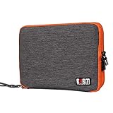 BUBM Universal Double Layer Travel Gear Organizer/Electronics Accessories Bag/Battery Charger Case (Large, Grey and Orange)