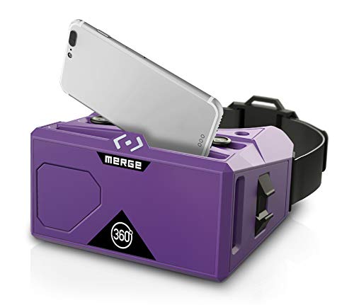MERGE VR Headset - Augmented Reality and Virtual Reality Headset, Play Educational Games and watch 360 Degree Videos, STEM Tool for Classroom and Home, Works with iPhone and Android (Pulsar Purple)