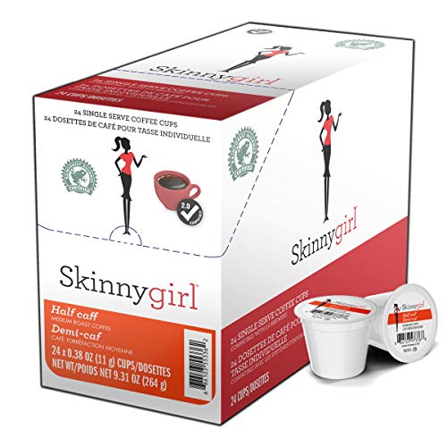Book Cover Skinnygirl Half Caff Coffee Pods for Keurig K Cups Brewers, Reduced Caffeine Medium Roast Coffee in Single Serve Cups, 24 Count