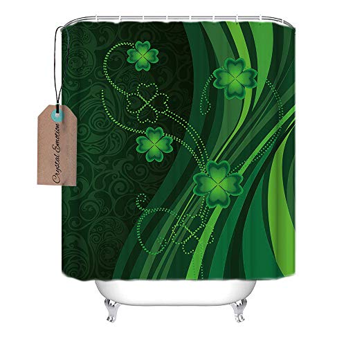 Crystal Emotion Special Designed Shower Curtains with Happy St. Patrick's Day Polyester 60x72inch Bathroom Fabric Shower Curtain with Hooks Waterproof Bath Curtains